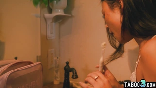 Old prof surprising a petite asian teen