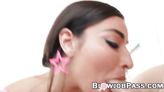 Sexy Emily Willis throatfucked hard gets huge load facal