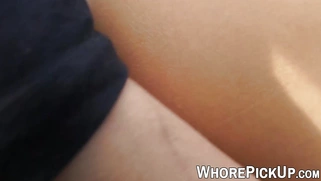 Skinny whore picked up for blowjob and outdoor pussy banging