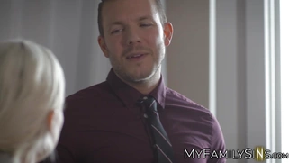 Busty blonde Kenzie Taylor is so wet while her coworker drills her pussy