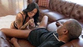 Summer Wilder is sucking Richard Mann's black cock