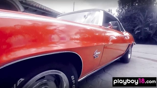 Hot naked asian babe and GFs washing car