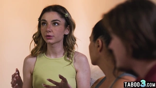 Asian MILF stepmom calming her stepson