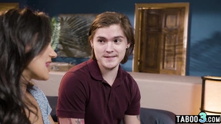 MILF teaching stepson and his teen GF