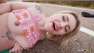Georgia Koneva got her ass and mouth fucked on the road