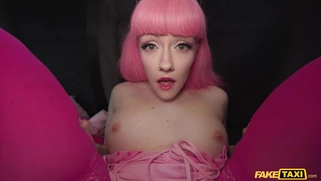 Evie Rees wearing stockings gets shaved pussy nailed in POV