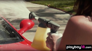 Naked MILF and teens waxing a Ferrari