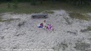 Risky Public Masturbating on a Beach with Drone