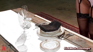 Bound MILF teached to service and fuck