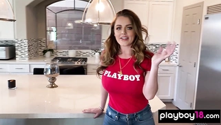 Big booty busty MILF playing with dildos