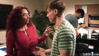 Redhead mature teacher double penetrated