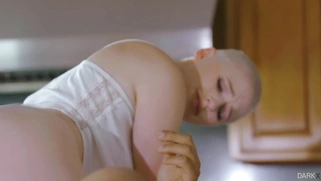 Blonde Riley Nixon rides BBC on the kitchen table