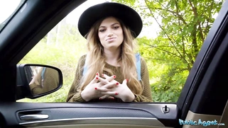 Hitchhiker with big tits  Big dick public pov blowjob by Nicole Rae