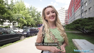 Sexy young blonde seeking large cocks from strangers to create content