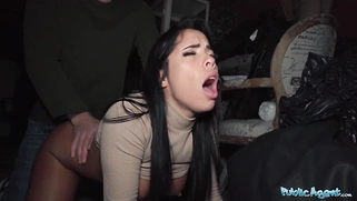 Brunette with a beautiful bubble butt fucking a big fat cock