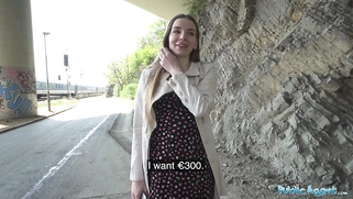 Cute young long haired Ukrainian talked into having sex with a stranger outdoors