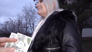 Big Tits Blonde Gets an Outdoor Blowjob and a Basement Fuck