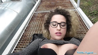 Public outdoor shaven pussy fucking in Spain