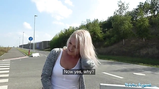 Sexy blondes public blowjob and hot car bonnet fuck