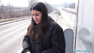 After a passionate outdoor sex session, a hot cream pie climax