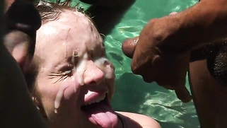 Aliya Brynn in a Huge Interracial Blowjob with 21 Blacks dude