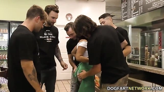 Ebony Loni Legend Interracial Gangbang