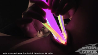 Glowstick Gaping Her Pussy with Closeups