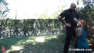 Tied up babe outdoor fucking in Spain