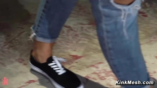 Lezdom agent spanks busty blonde