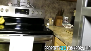 Sexy Latina agent cheers up client with squirting sex