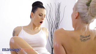 BBW Emily Bright passionate oiled up lesbian sex with Billie Star