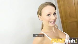 Hot office fuck for slim sexy naughty British model