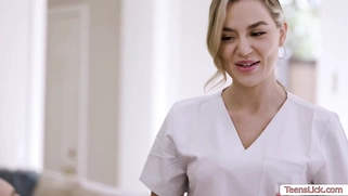 Seductive masseuse licks and fingers customer pussy