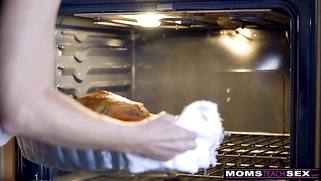 Mom Fucks Stepson and Eats Teen Creampie for Thanksgiving Treat