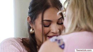 Making my busty brunette friends pussy so wet