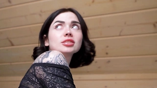 Big tits and ass black haired hot babe takes cock in her pussy