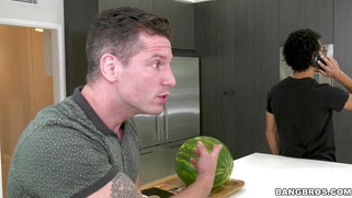 Brandi Love lifts her skirt up to seduce the young man