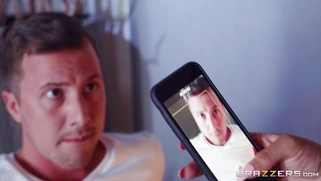 Big breasted Amia Miley does sexy selfies on her smartphone