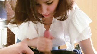 Romanian redhead sucks a small cock as birthday gift