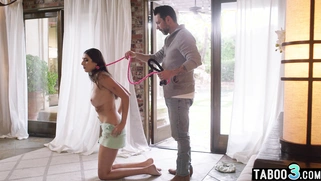 Latina pet herself and serving stepdad