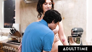 Sexy stepmother Siri Dahl agrees to let her curious stepson have her in the kitchen!