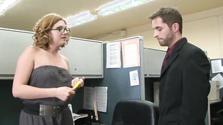 Curly Redhead With Big Natural Tits At The Office