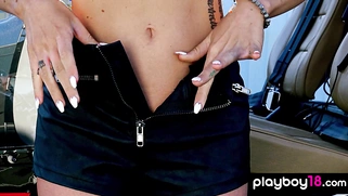 Hot teen pilot posing nude in her copter