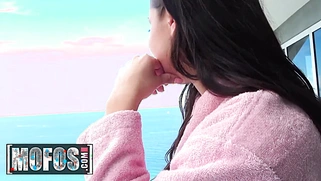 Cute brunette Alina Lopez takes a load on vacation