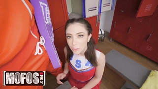 Petite cheerleader Jane Wilde gets fucked in the locker room