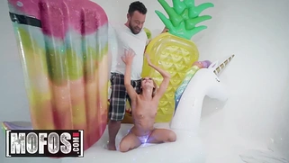 Skinny teen with small tits Emma Hix gets dominated by a big cock