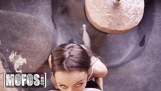 Eliza Ibarra and her boyfriend Quinton James fuck each other in the pool