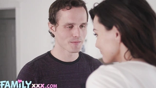 Sexy MILF with big tits sucks and fucks stepson