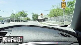 Stranded teen Harley Stone sucks her driver's cock