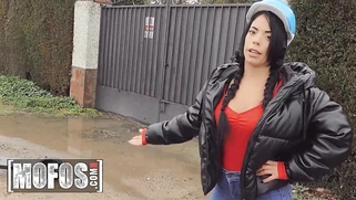 Megan Fiore jerks off Jordi ENP while riding an electric scooter down an empty road